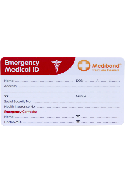 Emergency Information Medical Wallet Card